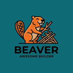 This friendly beaver logo encapsulates ingenuity and determination with a fun design, making it suitable for construction, design, or ecological brands. © lirong wu