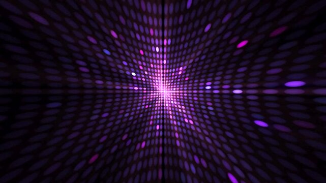 Flashing multicolored LED light wall with glittering pink, purple and blue tones. Seamless looping disco style motion background ideal for parties, concerts, events and digital