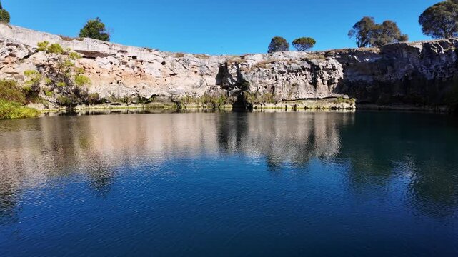 Sweeping video of Little Blue Lake Mount Gambier South Australia