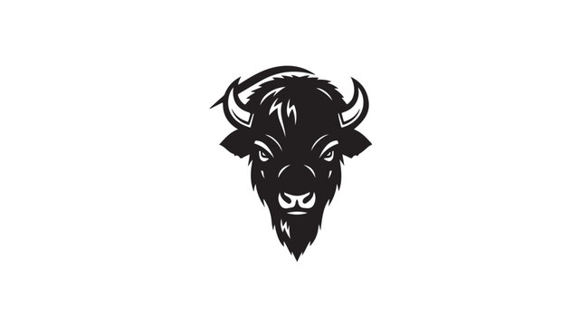 Bull head silhouette strong animal logo vector