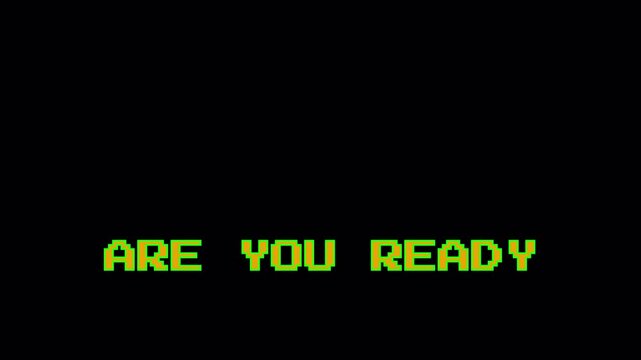 Retro Pixel Arcade Start Screen with Player Select for 8 Bit Game Assets and Text Animation on Black Background 4k video animation seamless loop