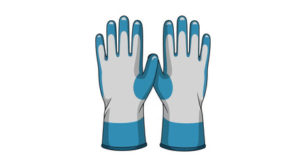Fototapeta premium Pair of Blue and White Work Gloves Isolated on a White Background, Suitable for Household Chores and Protection