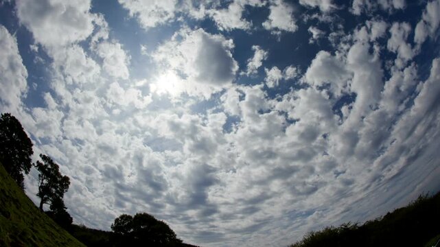 太陽とウロコ雲の流れ