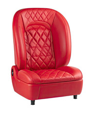 Naklejka premium Luxurious red leather car seat with diamond quilting.