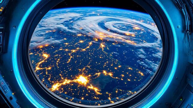 Earth view from space at night