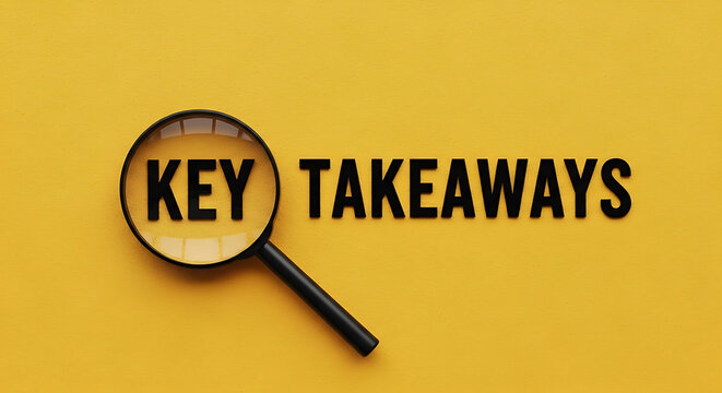 Key takeaways are shown using the text