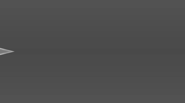 A small, light grey, abstract triangular geometric shape on a dark grey background.