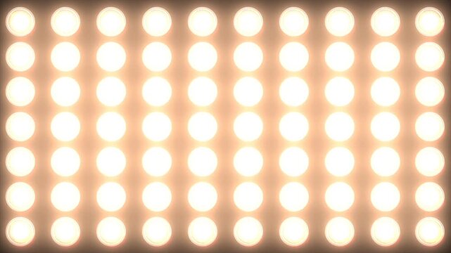 Dynamic Concert Stage Lighting Collection Animated Gold Bulb Wall with Pulsing Flash Patterns and Geometric Wipes on Black Background for VJ Loops