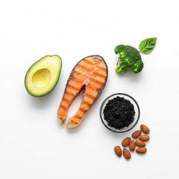 Salmon fillet with avocado and healthy ingredients