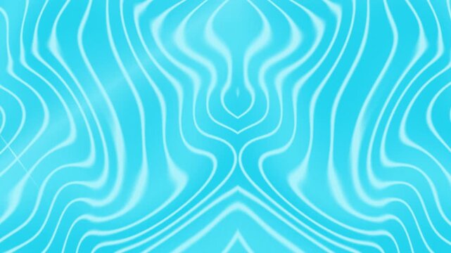 Abstract symmetrical pattern of glowing light blue wavy lines on a blue background, creating a fluid and energetic visual effect.