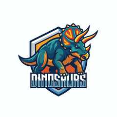 This powerful triceratops logo represents the thrilling world of dinosaurs, making it an exciting choice for educational or entertainment branding aimed at children and enthusiasts. © hangsheng zhou