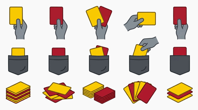Yellow and red cards illustrations, symbolizing decisions, choices, and consequences