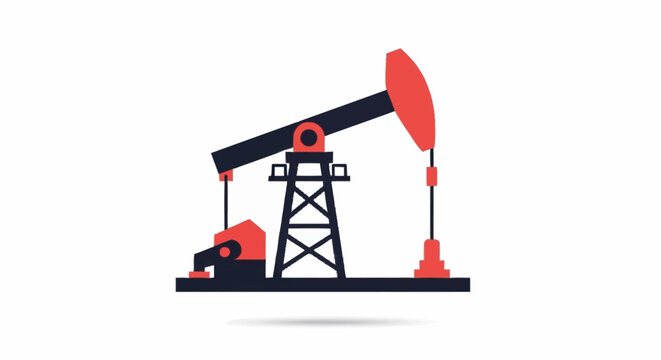 An oil pumpjack in a field.