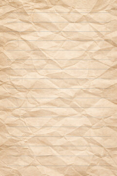 Crumpled Beige Notebook Paper Background with Lines &ndash; Vintage Aesthetic Journal Texture