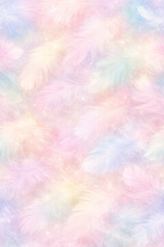 Soft Pastel Feather Background &ndash; Dreamy Unicorn Colors Pink Blue Rainbow Texture