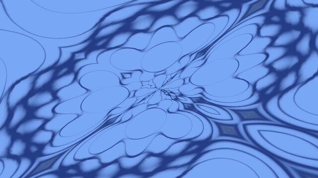 Abstract blue pattern with intricate wavy lines and a central symmetrical design, creating a fluid and artistic visual effect.