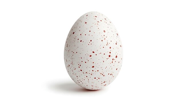 A white egg with red speckles isolated on white background