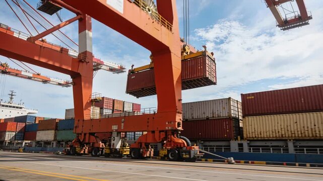 Container crane port cargo container loading freight shipping logistics terminal transport industry import export distribution