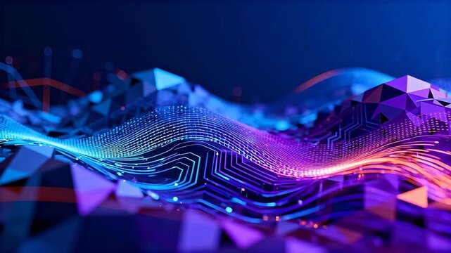 Abstract digital wave with circuit patterns