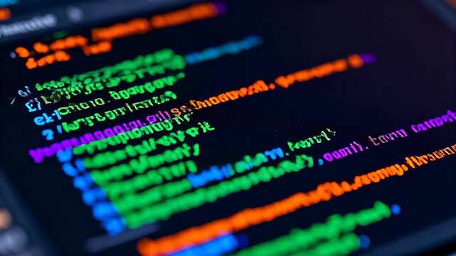 Colorful computer code on screen