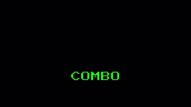 Pixel Text Combo with Glitch Effect Animation for 8 Bit Retro Game Arcade on Black Background in 4K Resolution 4k video animation seamless loop