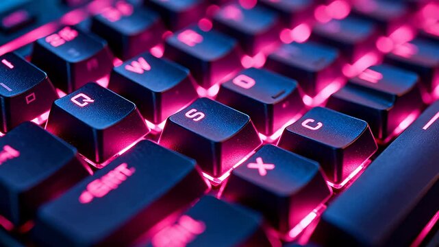 Closeup of illuminated keyboard keys