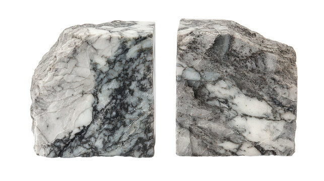 Marble bookend pair isolated on white background