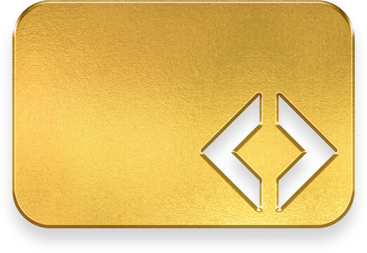 Golden 3D embed code icon with brackets for software script integration