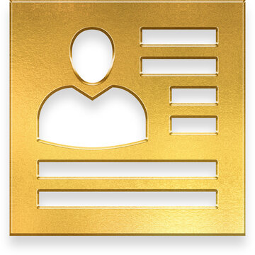 Golden 3D id card icon for member profile and identity verification