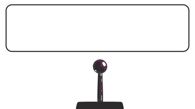 A dark lever with a round knob switches in an animation. There's a frame on top.