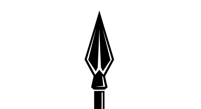 A simple black and white illustration of a spearhead on a pole.