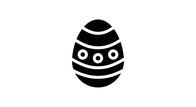 A simple black and white illustration of an easter egg with a face.