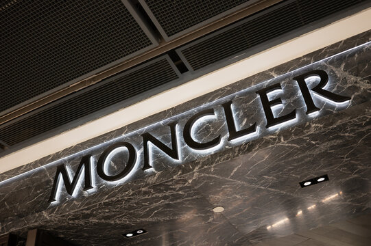 Close up shot of Moncler sign