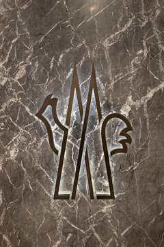 Close up shot of Moncler logo
