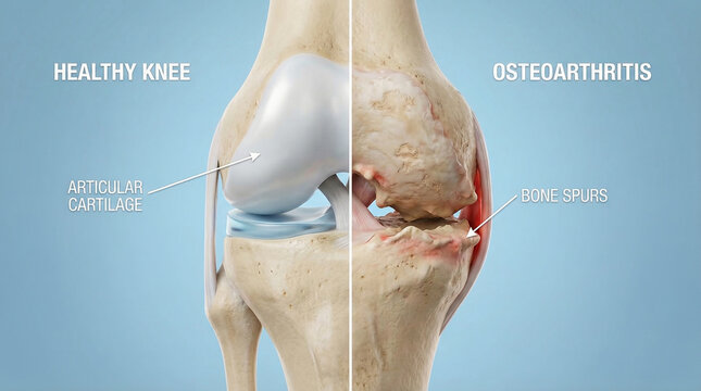 Knee Osteoarthritis: Cartilage Wear and Bone Spur Formation