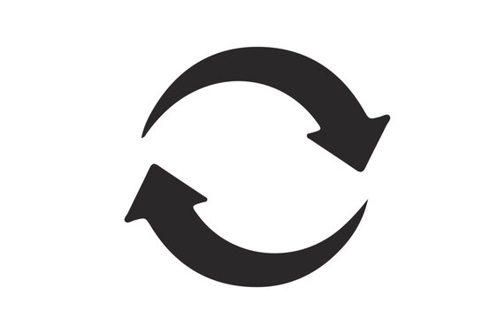 Large Bold Two Arrow Black Circular Refresh Reload Symbol Vector Icon for Web App UI Design