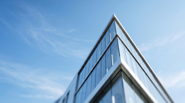 Architecture moderne avec fa&ccedil;ade vitr&eacute;e et lignes &eacute;pur&eacute;es