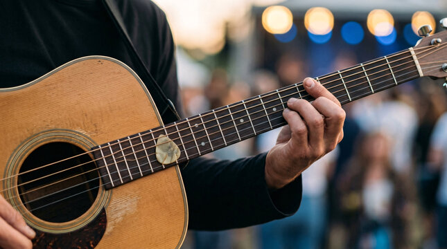 Musicien jouant de la guitare lors d&rsquo;un concert