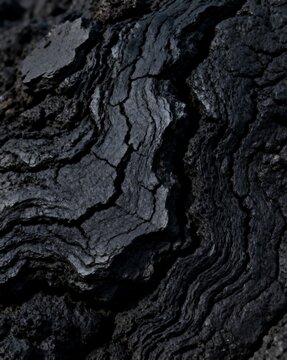 Close-up macro shot of cracked dark basalt rock texture with matte finish