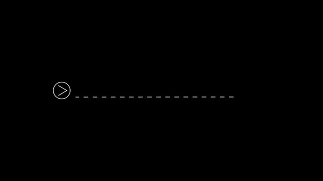 minimal direction arrow with extended dotted trail ui animation.