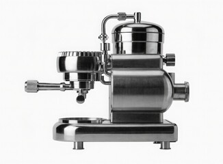 Fototapeta premium Polished stainless steel espresso machine for brewing coffee and preparing beverages