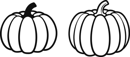 Pumpkin silhouettes and outline collection for fall festival farm market posters holiday greetings and vegetable garden themed professional graphic projects. © Sumaiya