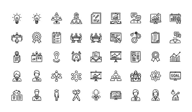 Innovation & Team Management Icons &mdash; Editable Stroke 64x64 Pixel Perfect Business Vector Set