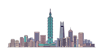 Fototapeta premium City Skyline with Tall Skyscrapers 1.