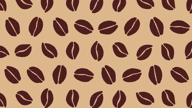 手描きコーヒー豆が浮かぶループアニメーション背景