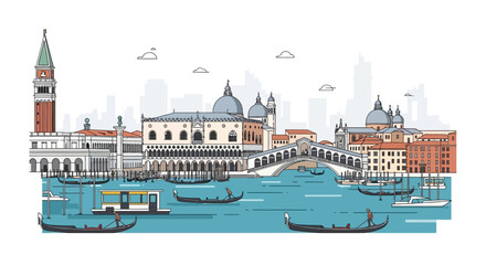 Gondolas on Venice Canals Italy. © Surya