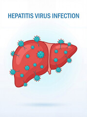 Naklejka premium World hepatitis day concept. Human hands holding liver with viral infection symbol. Awareness of prevention and treatment viral hepatitis that causes liver cancer. Health care and medical.