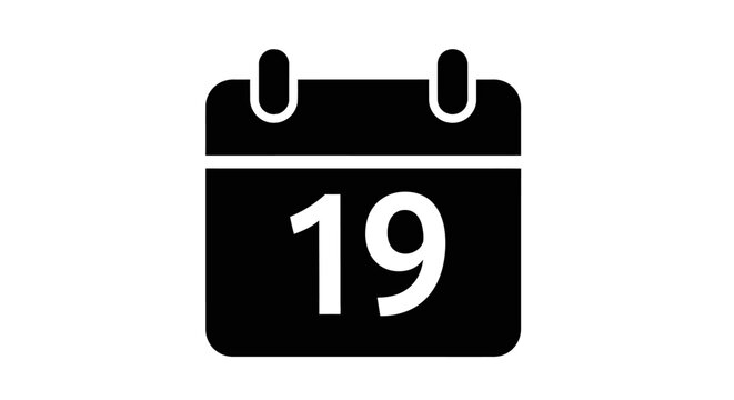 Black calendar icon with number 19.