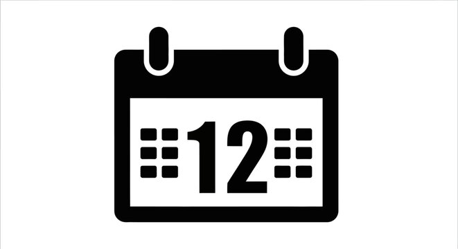 Black calendar with the number twelve.
