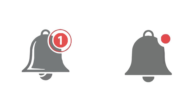 Notification bell icon with red alert and empty bell icon